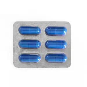 6-capsule pack of blue sildenafil capsules